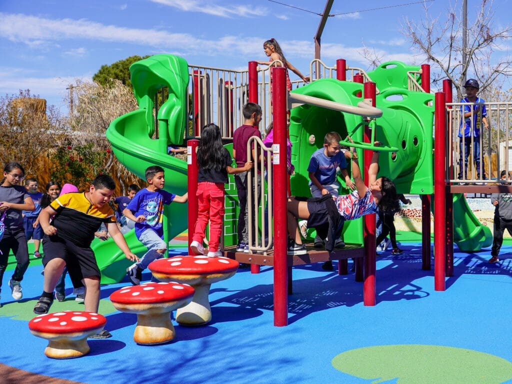 Youth playing on playground