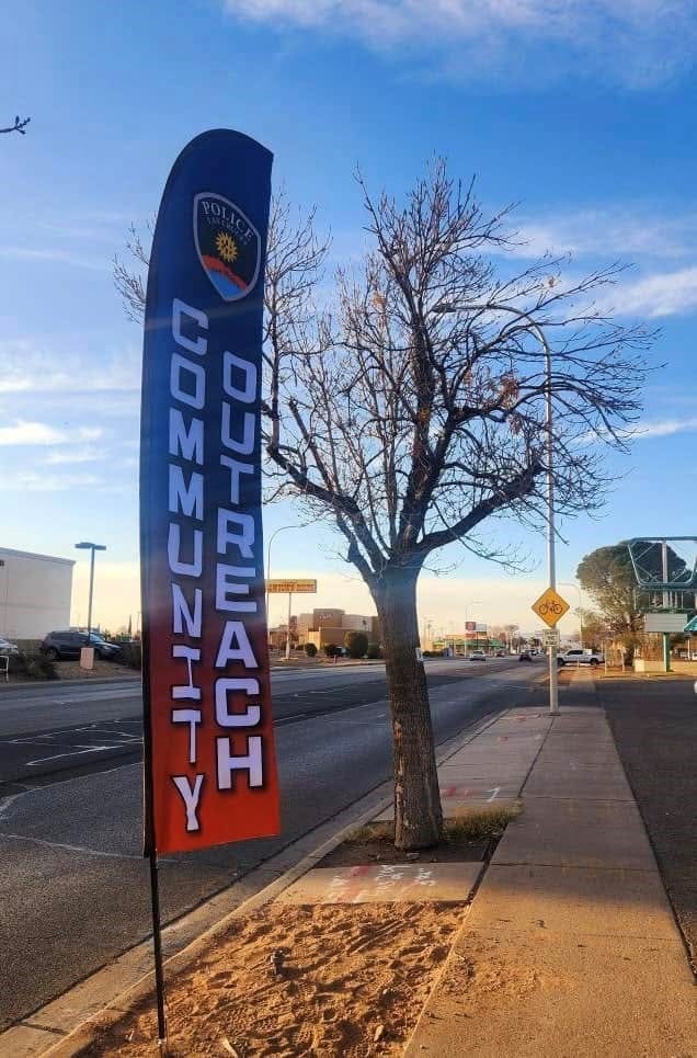 LCPD Community Outreach banner by the road