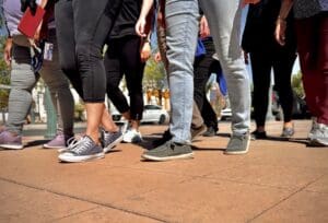 People walking together.