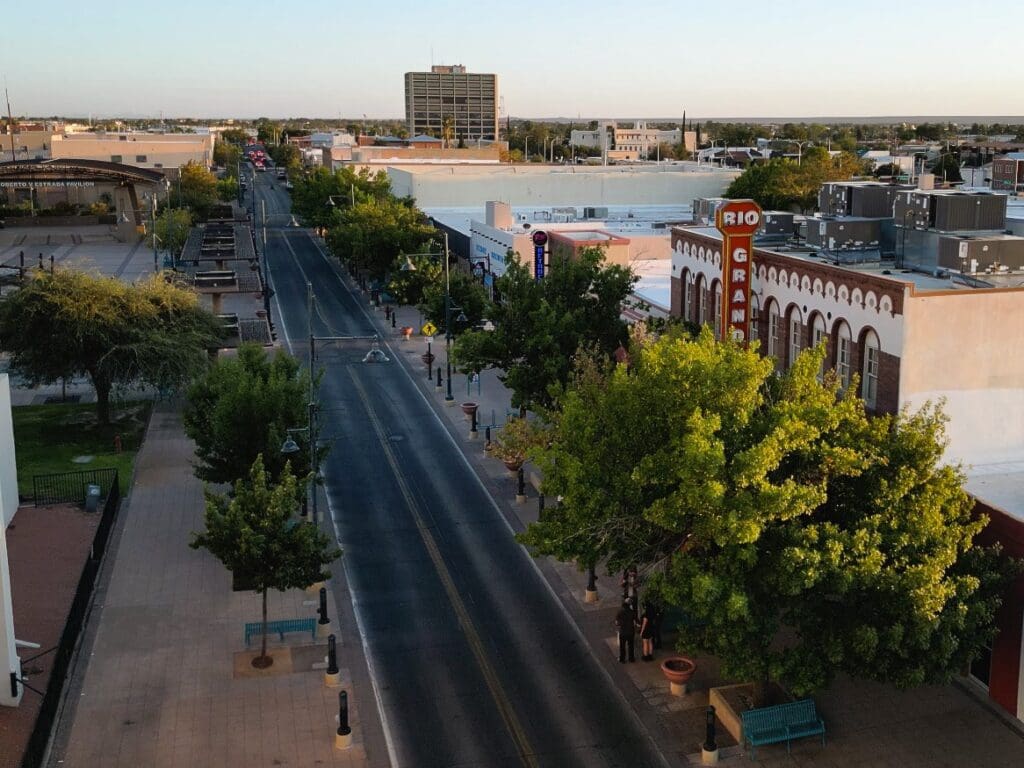 Aerial view of downtown Las cruces.