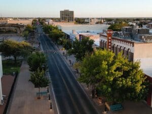 Aerial view of downtown Las cruces.