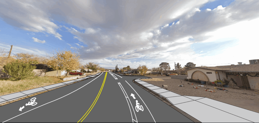 A street with houses on either side of it.