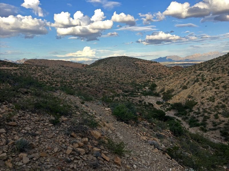 Prehistoric Trackways with the Organ Mountains in the background.