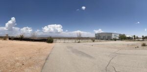 Warehouse at the end of a road.