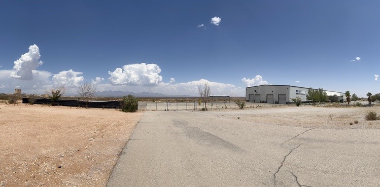 Warehouse at the end of a road.
