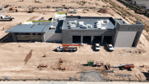 Fire Station 9 aerial view in Fall 2025 while being built. 