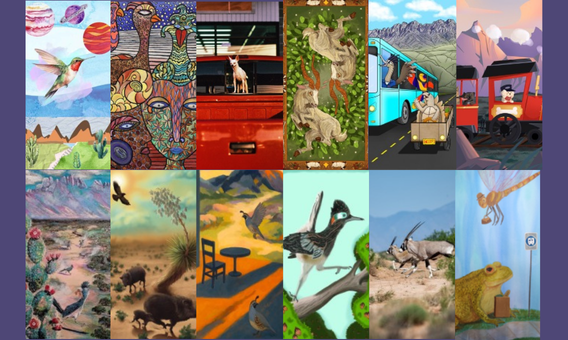 Collage of all 12 2026 Art Stop Pieces.